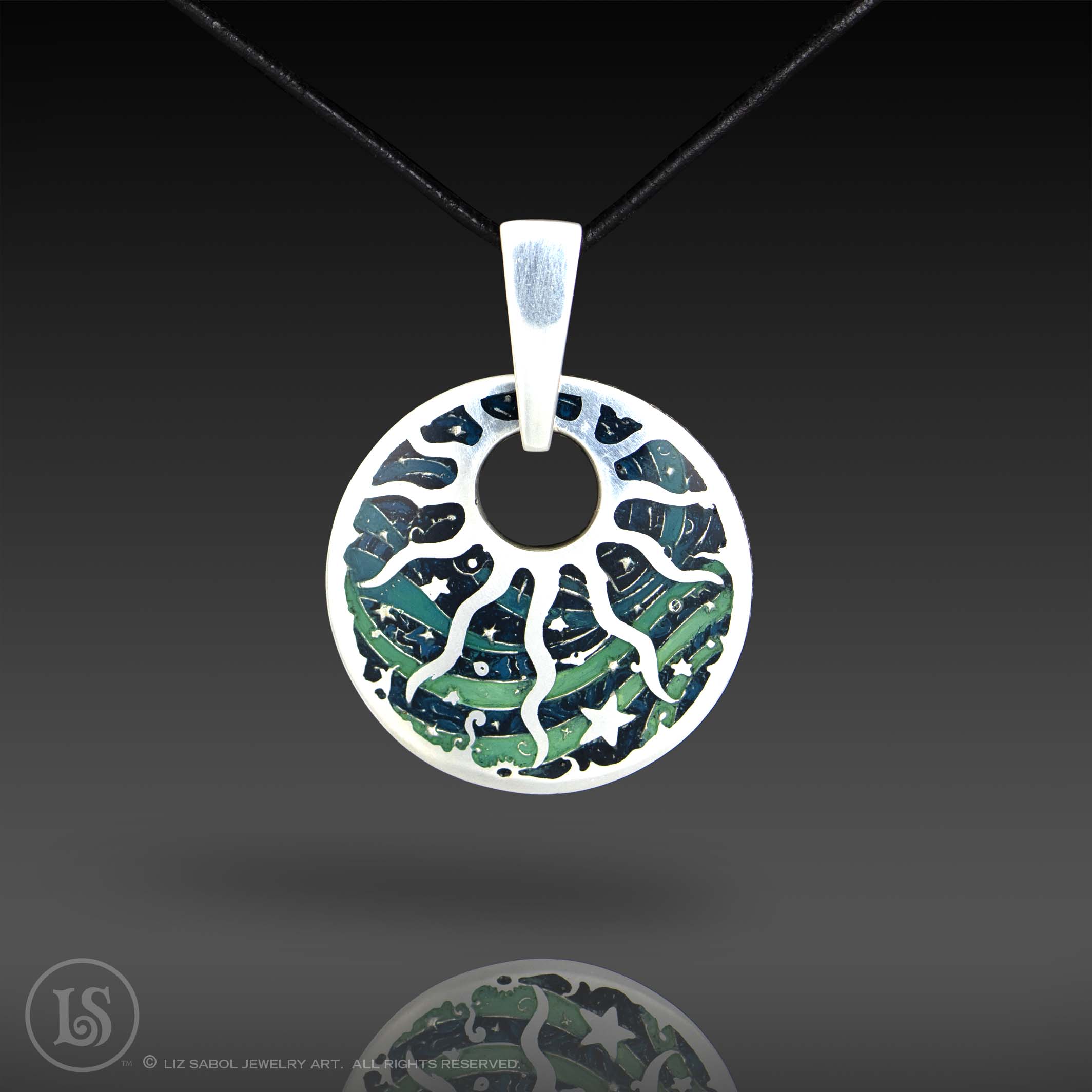 Celestial Sun Pendant, 960 Sterling Silver
