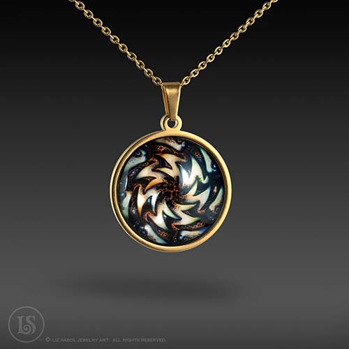 Vintage Dreams Mandala 43 Pendant, Glass, Gold-plated Stainless Steel